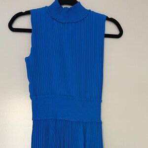 Nanette Lepore Cobalt Accordion-Pleat Midi Dress
